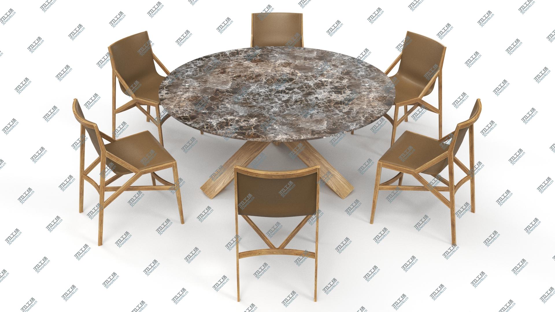 images/goods_img/2021040233/Cassina Dining Table Chair Set Oak Marble Brown 3D model/3.jpg